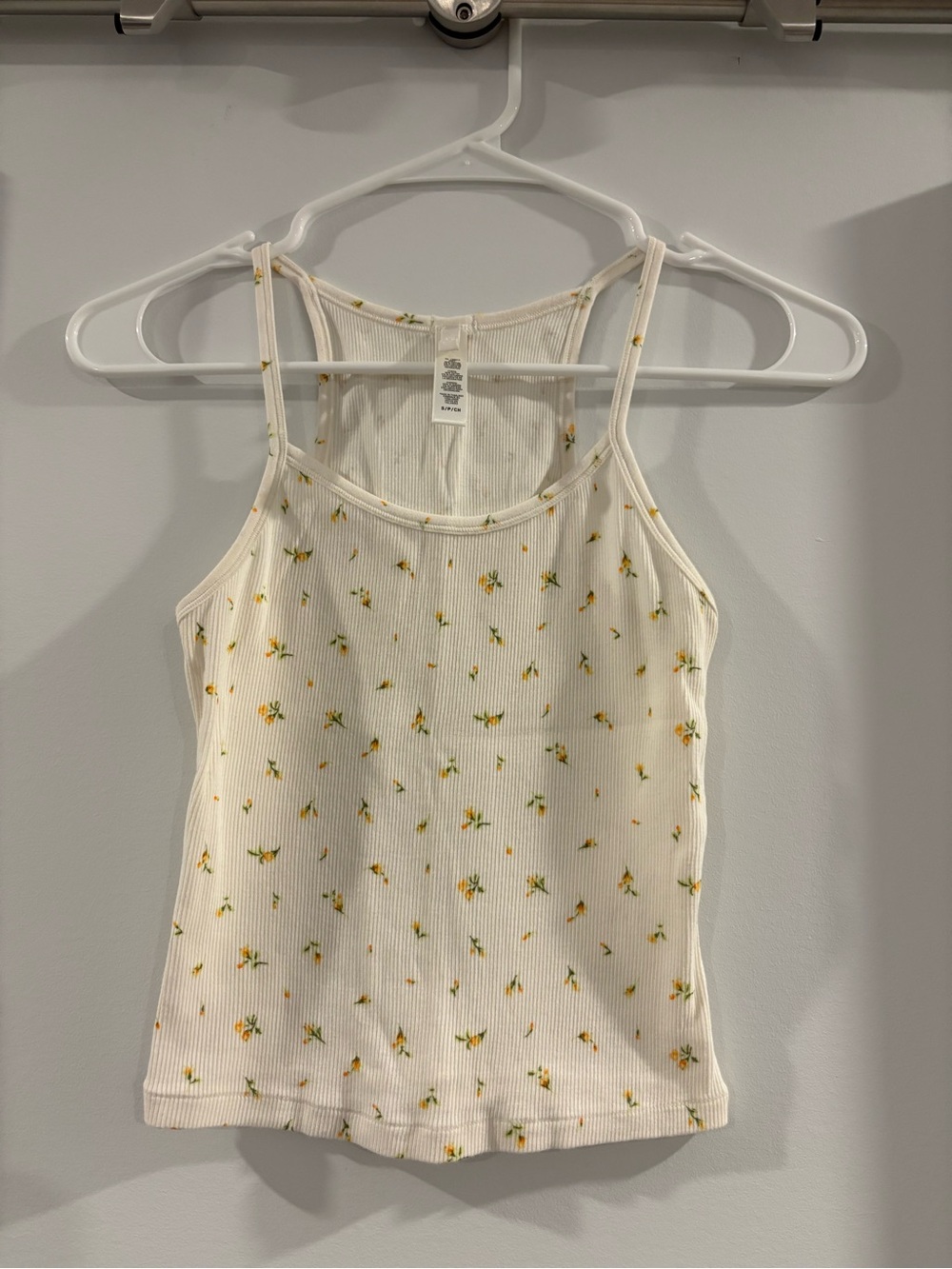 SKIMS Women's Cream Floral Ribbed Tank Top